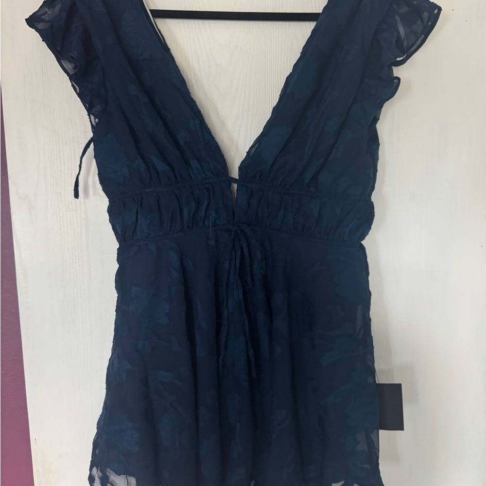 Lulu's Navy Blue Ruffled Dress